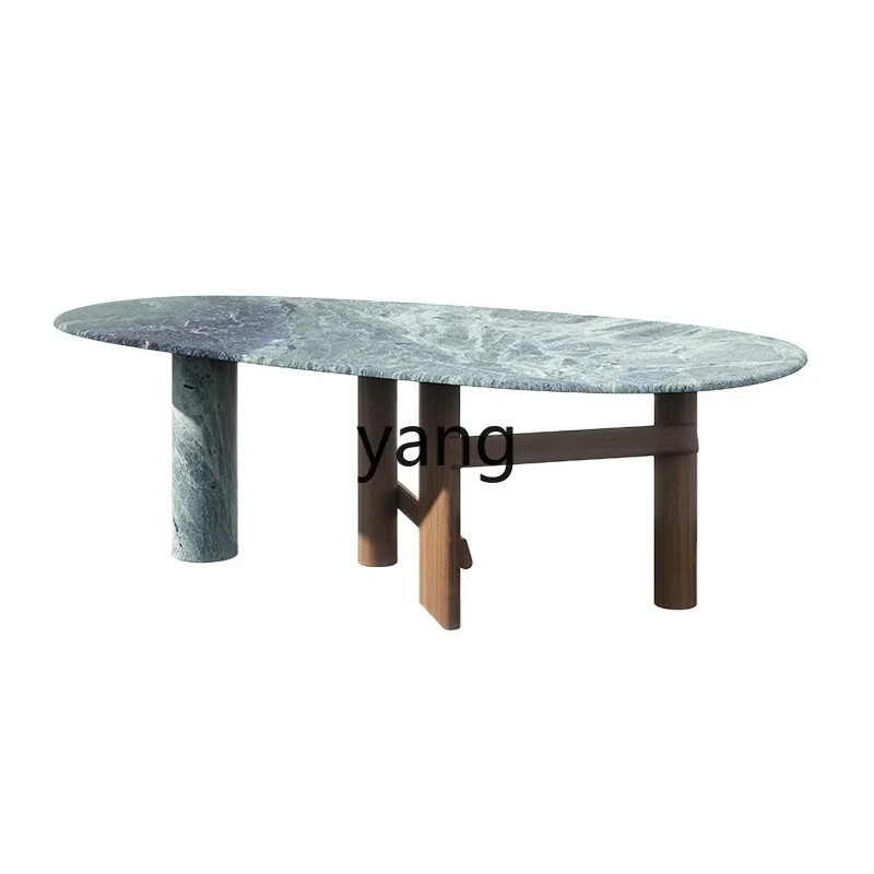 

ZL marble dining table Italian luxury stone high-end villa home long meal table and chair combination