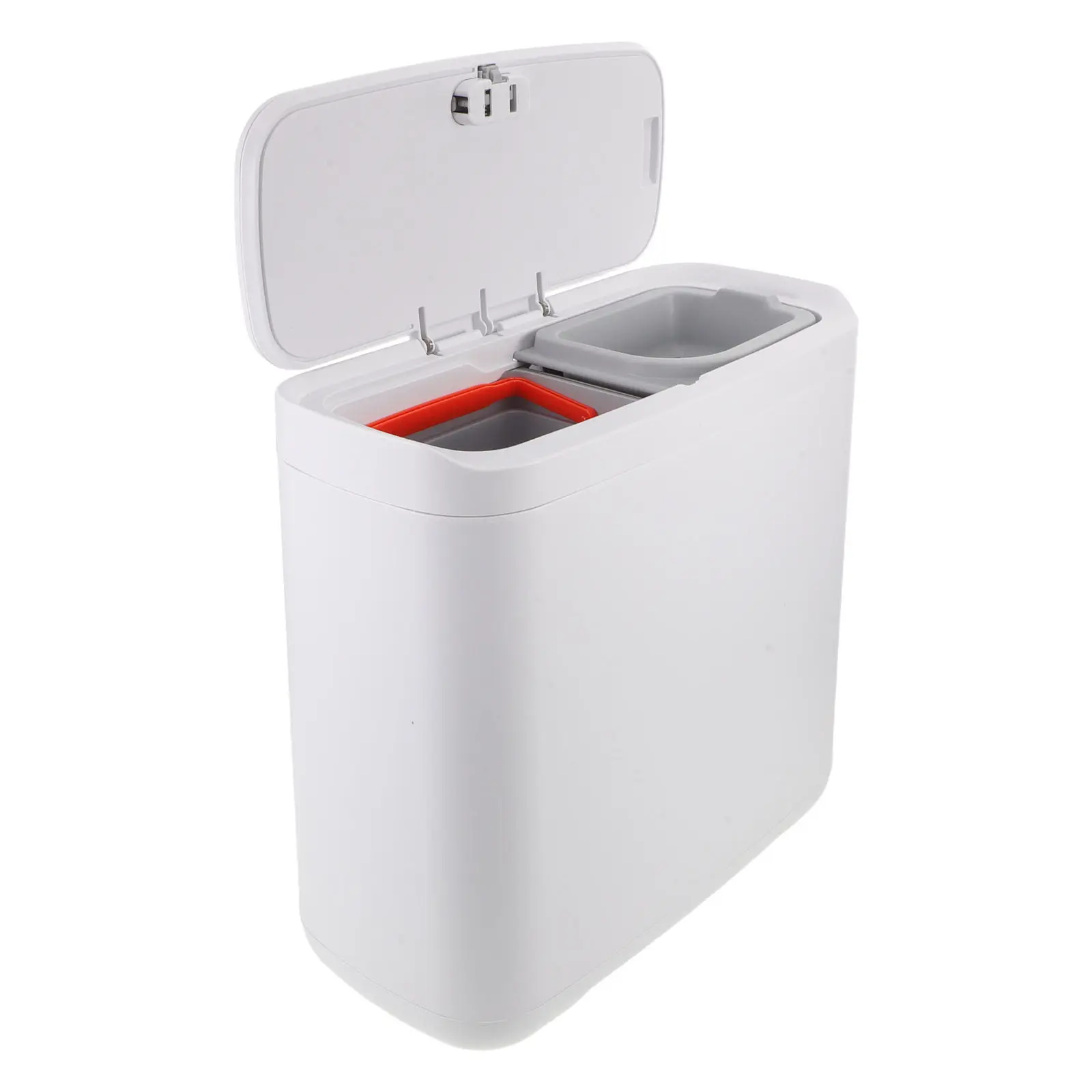

Dry Wet Separation Garbage Bin Dual Compartment Kitchen Trash Can Press Top Lid Narrow Covered Waste Basket For Bathroom