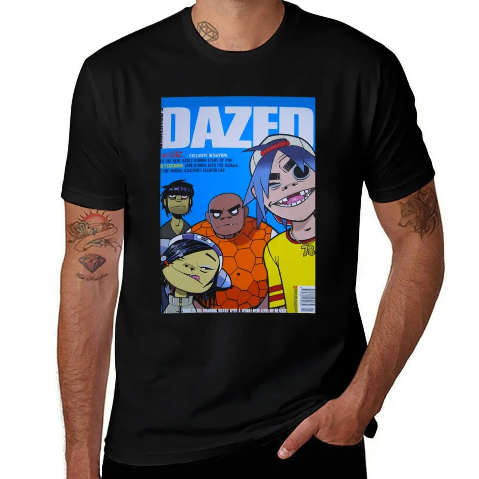 

cotton Magazine t t men for T-Shirt shirt shirt man men Gorrilaz plain t Cov.er 100% casual man shirts Dazed