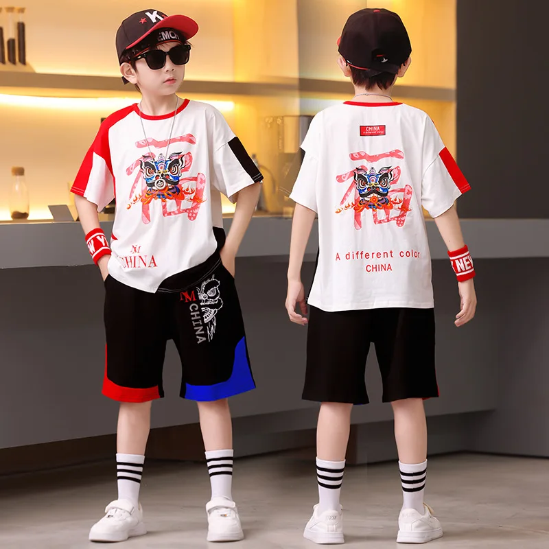 Vêtements d'été pour garçons Tenue - Short et Haut Enfant Vêtement Sport garçon Chic Chemise Short avec Graphiques Modernes et à la Mode pour enfants
