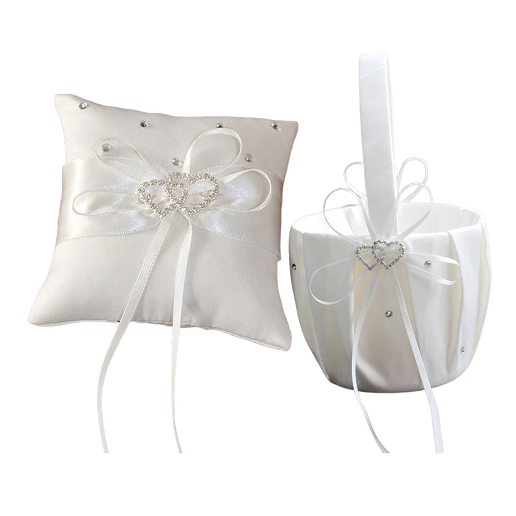 2PCS/Set Wedding Ring Pillow Cloth Stylish Bridal Flower Basket Party Photography Personalized Atmospheres Anniversary