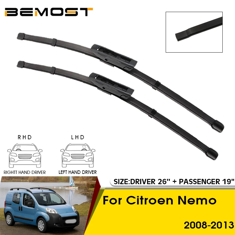 

Car Wiper Blades For Citroen Nemo 2008-2013 Windshield Windscreen Front Window Blades 26"+19" Car Accessories