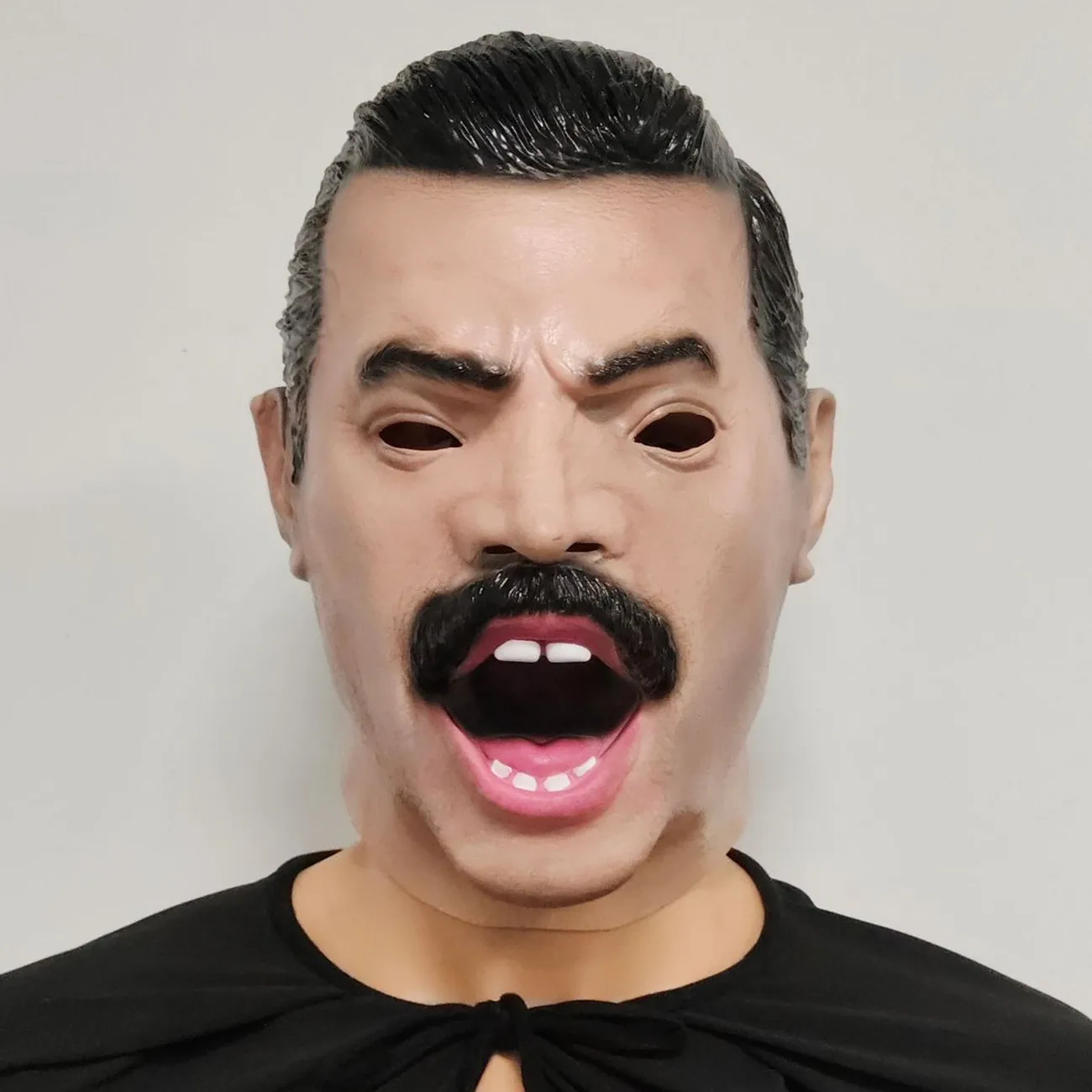 Realistische Bärtige Männer-Vollkopf-Latexmaske mit Offenem Mund-Design für Erwachsene, Maskerade, Halloween, Cosplay, Kostümparty-Requisiten – Detail 3