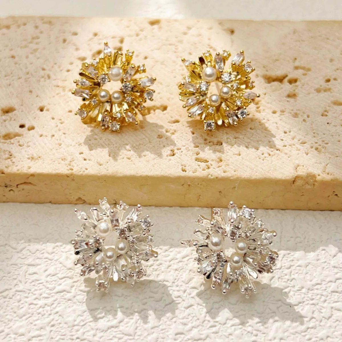 High-end zircon pearl earrings, fashionable and versatile earrings, light luxury style earrings, niche accessories