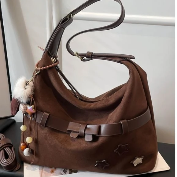 

Корейская модная сумка-тоут Y2K с милым бантом, большая вместительная сумка из искусственной кожи, крутая сумка через плечо, сумка для хранения вещей, женская сумка