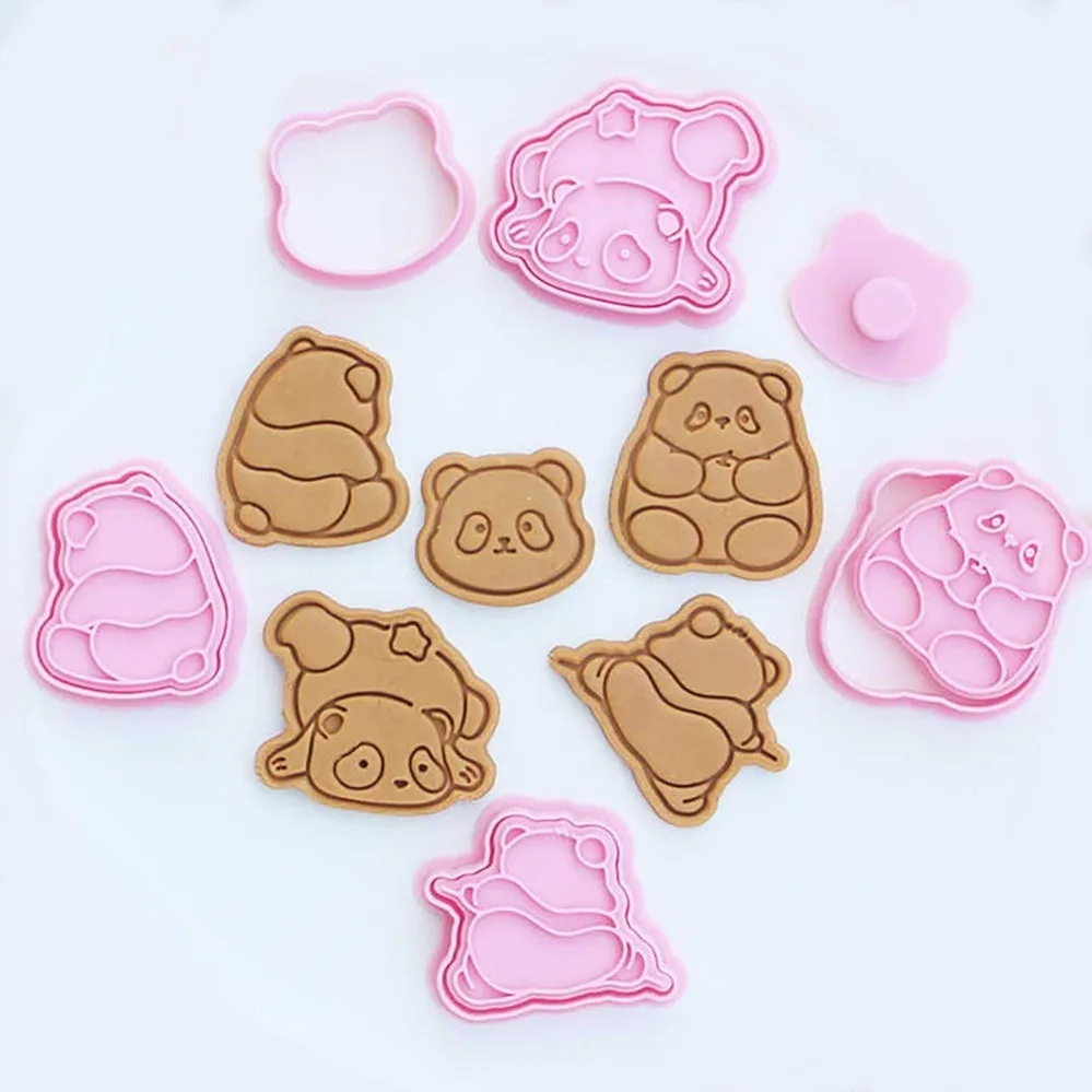 Cartoon Panda Shaped Cookie Cutters Biscuit Mold Stamp Kitchen Baking Pastry Bakeware Dessert Baking Supplies