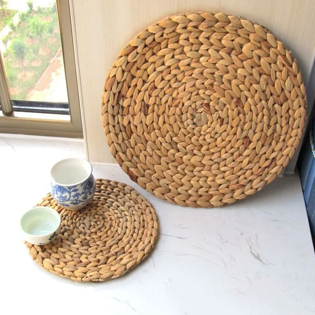 

2Pcs Decorative Woven Placemat Handwoven Round Teapot Insulated Mat Dining Table Mat Heat Insulated Placemat Tableware