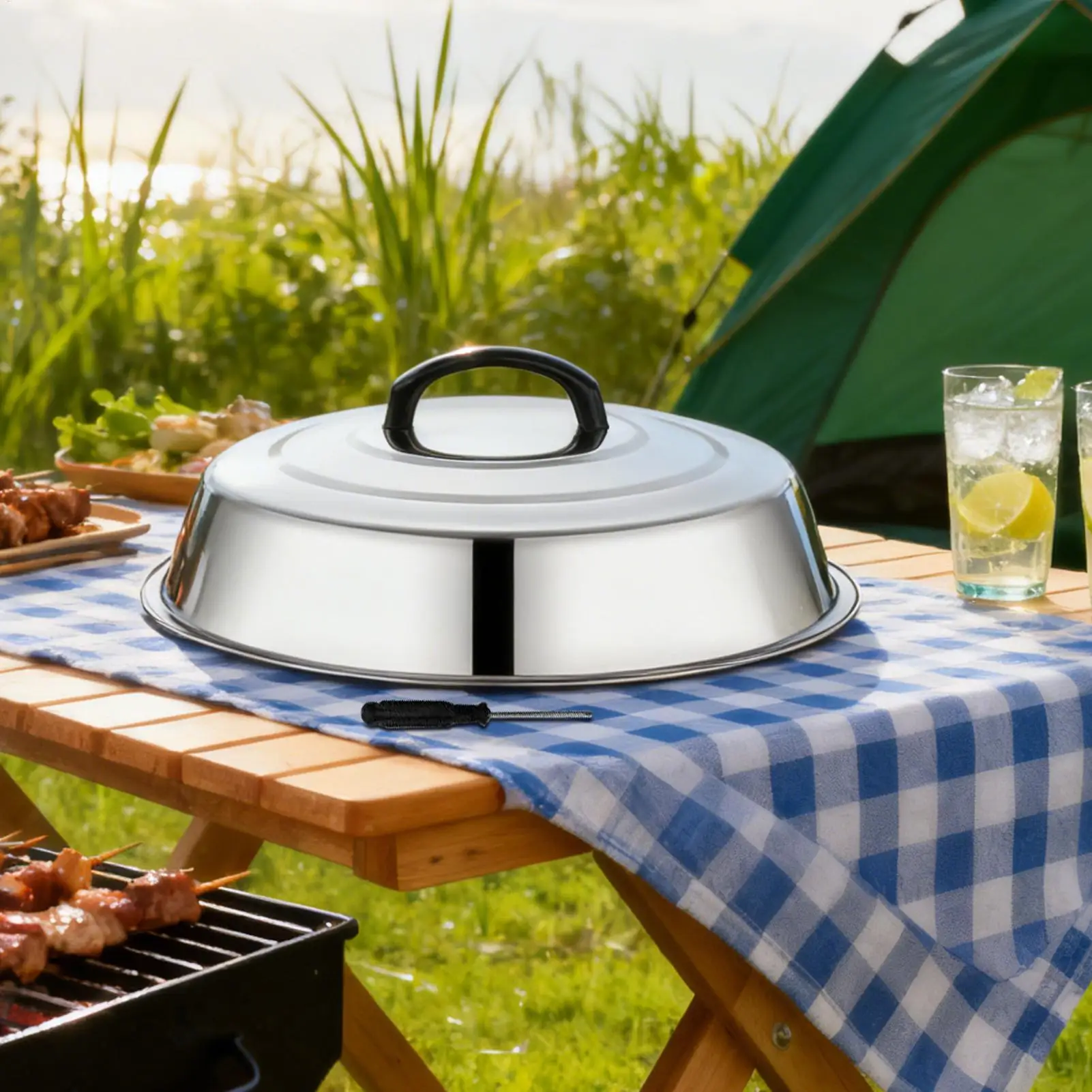 Griddle Basting Cover Dome 12 Inch Stainless Steel Round Heat Retention Cheese Melting Dome Kitchen Cooking Outdoor BBQ Flat