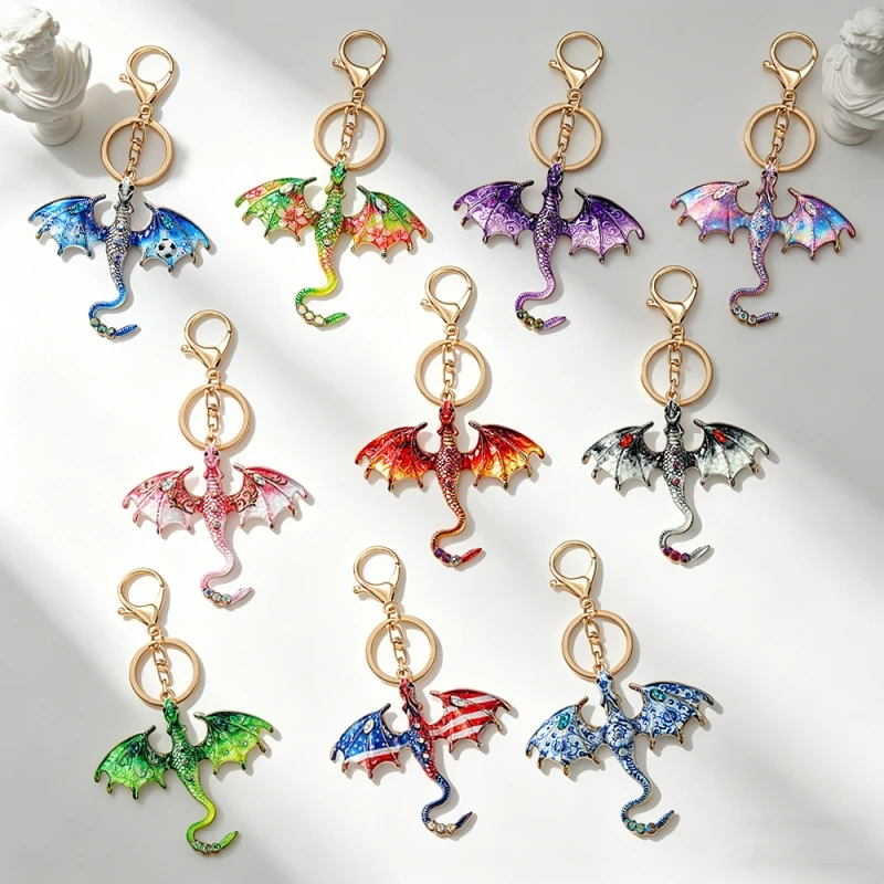 Wuli&baby – porte-clés Dragon pour femmes et hommes, sacs à dos, breloques pour clés, porte-clés animaux à la mode, 10 couleurs, cadeaux