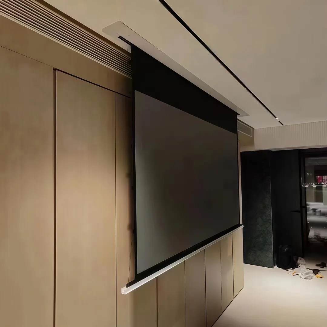 MIVISION PRO Full Concealed Ceiling Mounted Fresnel ALR Long Throw Projector Screen Retractable Home Cinema Drop Down Screens