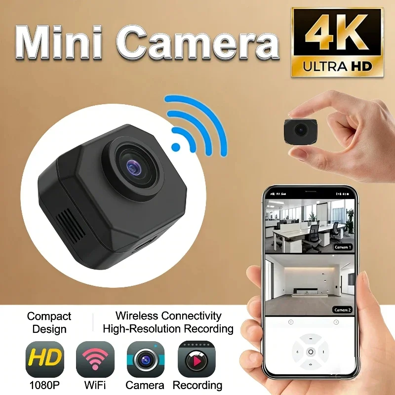 4K HD WiFi Security Camera for Home Mini Smart Indoor IP Surveillance with APP Remote Monitoring Portable Design 2026 NEW
