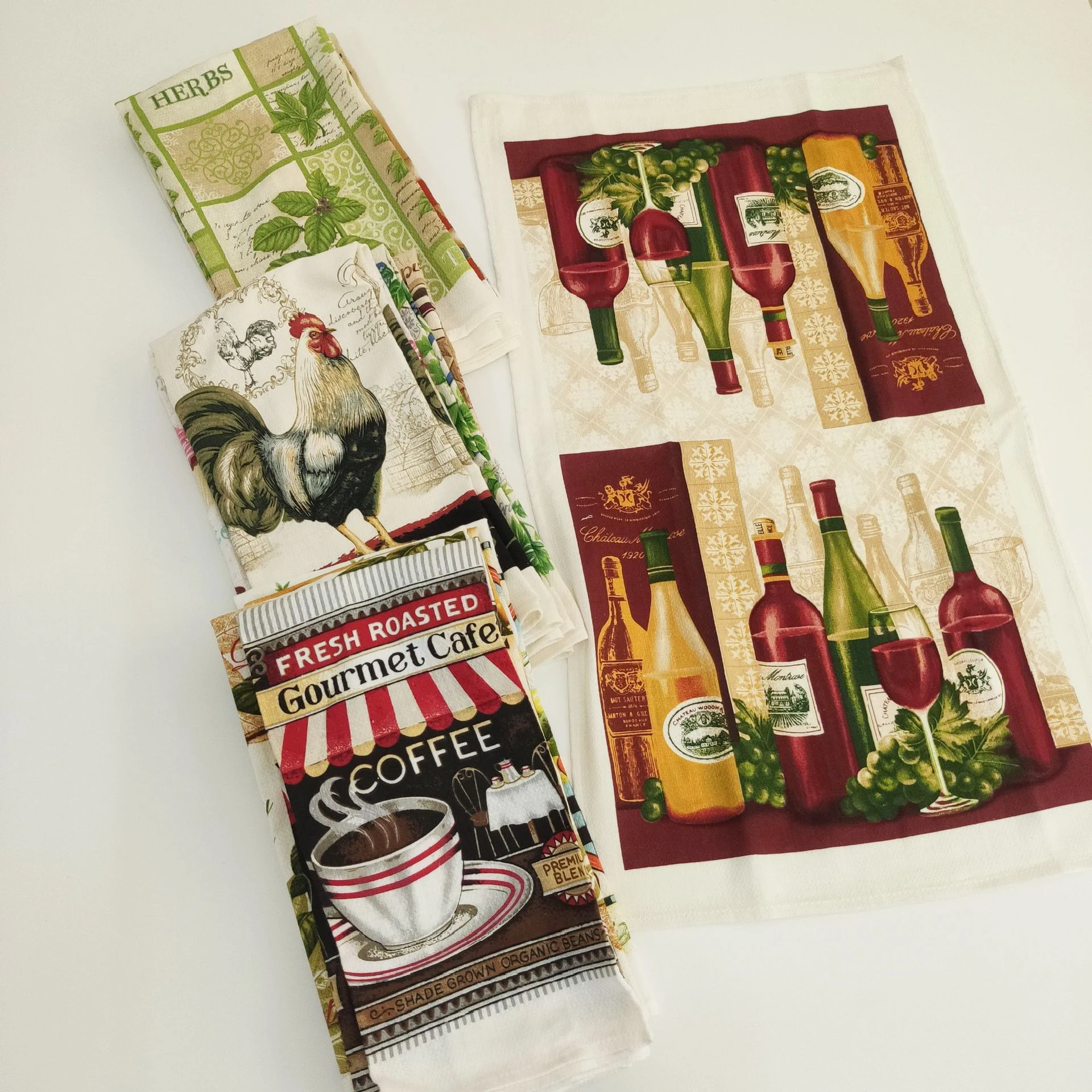 1Pcs 63x36CM printed cotton tea towel, kitchen cloth, absorbent household cleaning cloth, towel style randomly sent