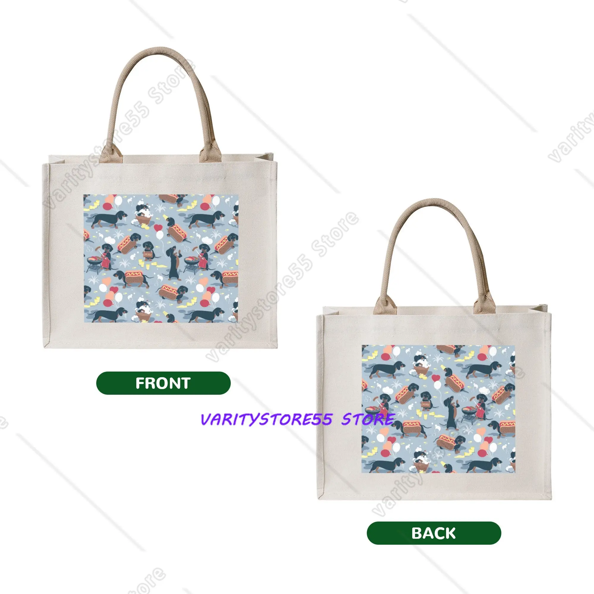Funny Print Dachshund Dogs Shopping Tote Bag Portable Shoulder Shopper Sausage Wiener Badger  Handbag