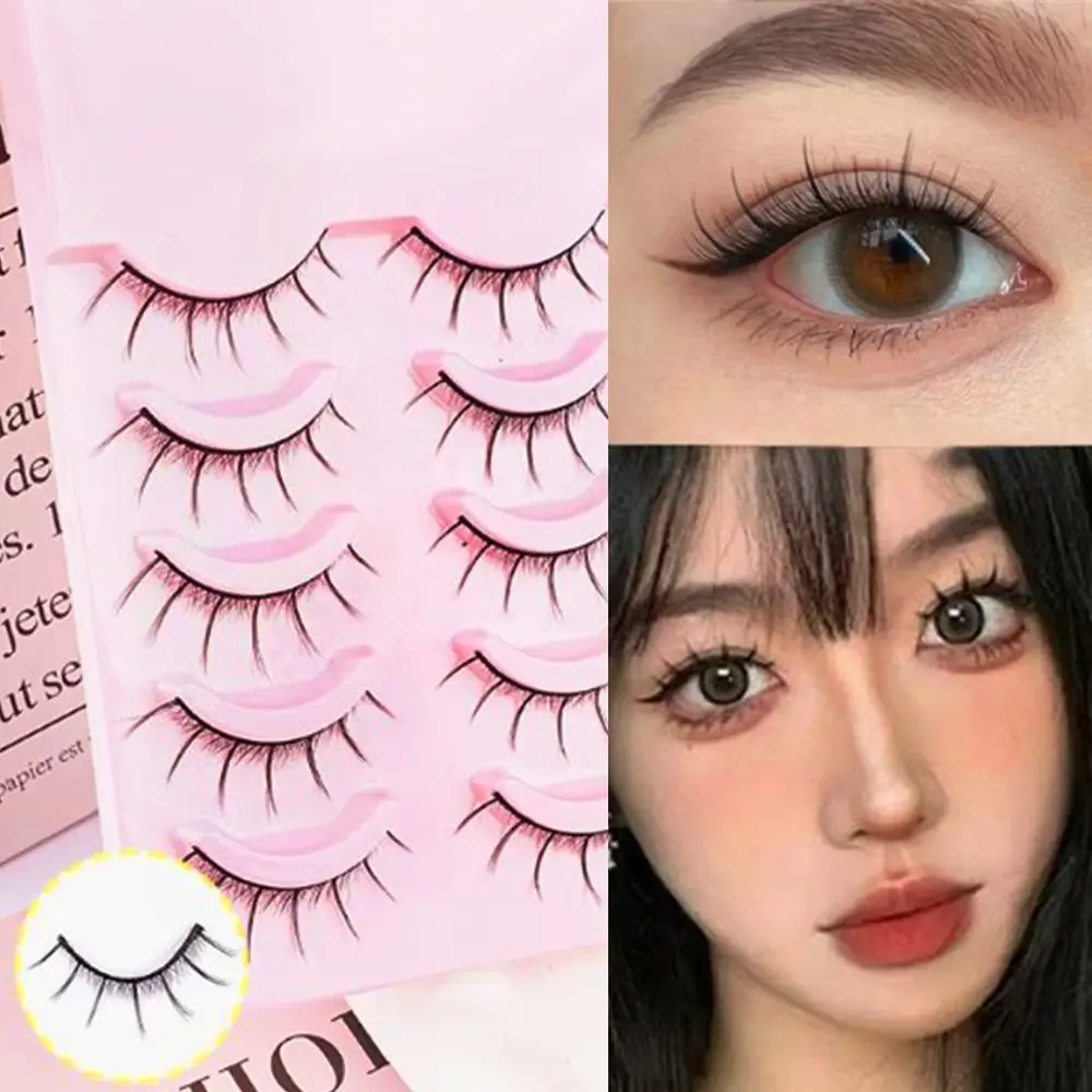 5ペア高品質フィッシュテールつけまつげデイリーメイクブラックアニメまつげナチュラルマンガまつげ