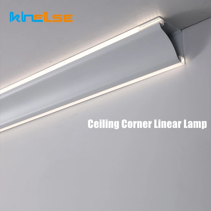 Lâmpada de linha de canto superior de teto grátis led perfil de alumínio superfície montada canal de luz linear teto luminoso linha de gesso