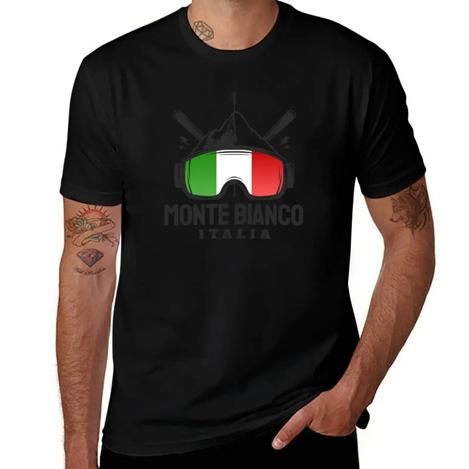 Monte Bianco Italy Ski Resort Skiing Souvenir T-Shirt Blouse rapper graphic tees workout shirts for men