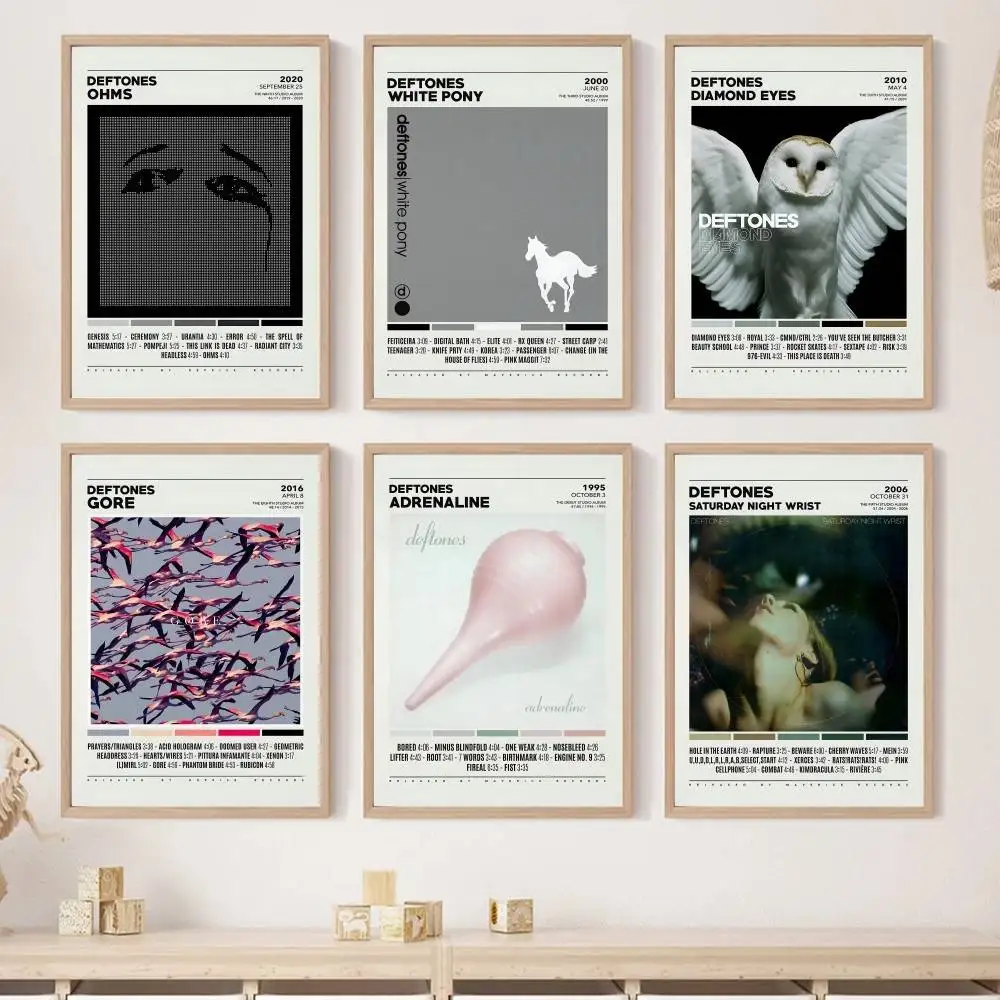 Vintage Rock Album Paper Poster Minimal Music Tracklist Print Neutral Gray Pink Tone Indie Rock Wall Decor Bedroom Unframed