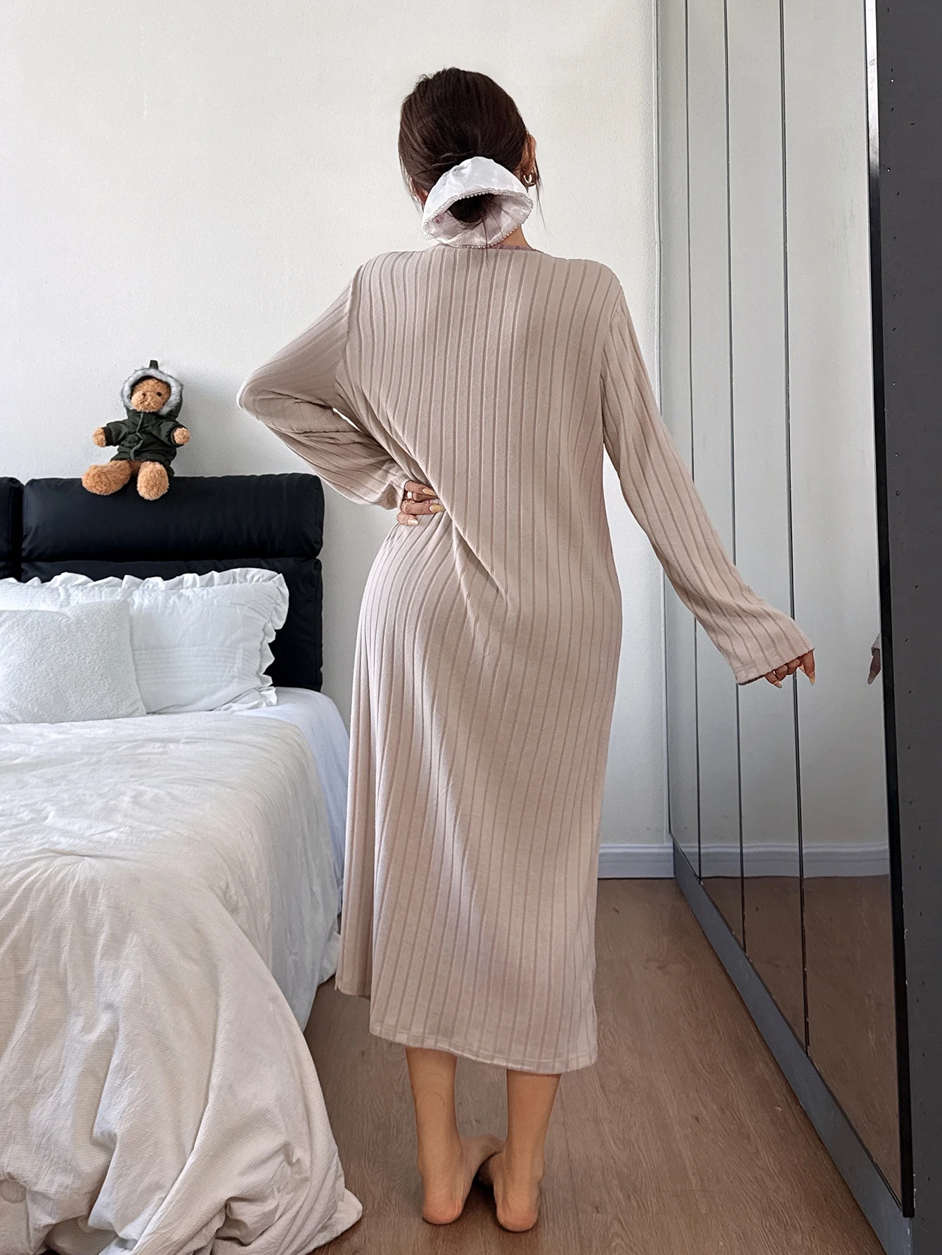 Autumn and Winter Sweet Embroidered Love-Heart Long-Sleeved Dress That Can Be Worn as a Nightgown