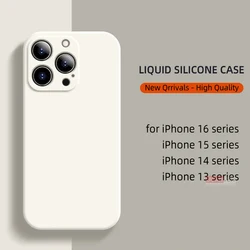 Liquid Silicone Phone Cases for iPhone 16 Pro Max Matte Skin Touch Protective Cover for iPhone 15 ProMax 13 14 11 12 SE2022 Case