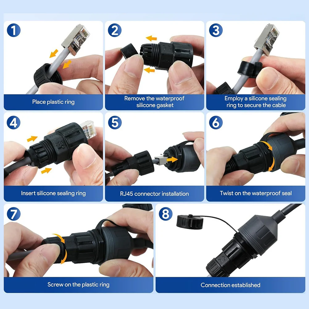 Extension Mini Ethernet Adapter 0.5m piece Waterproof Ethernet Adapter Reliable Network Connection Cat6a Compatibility