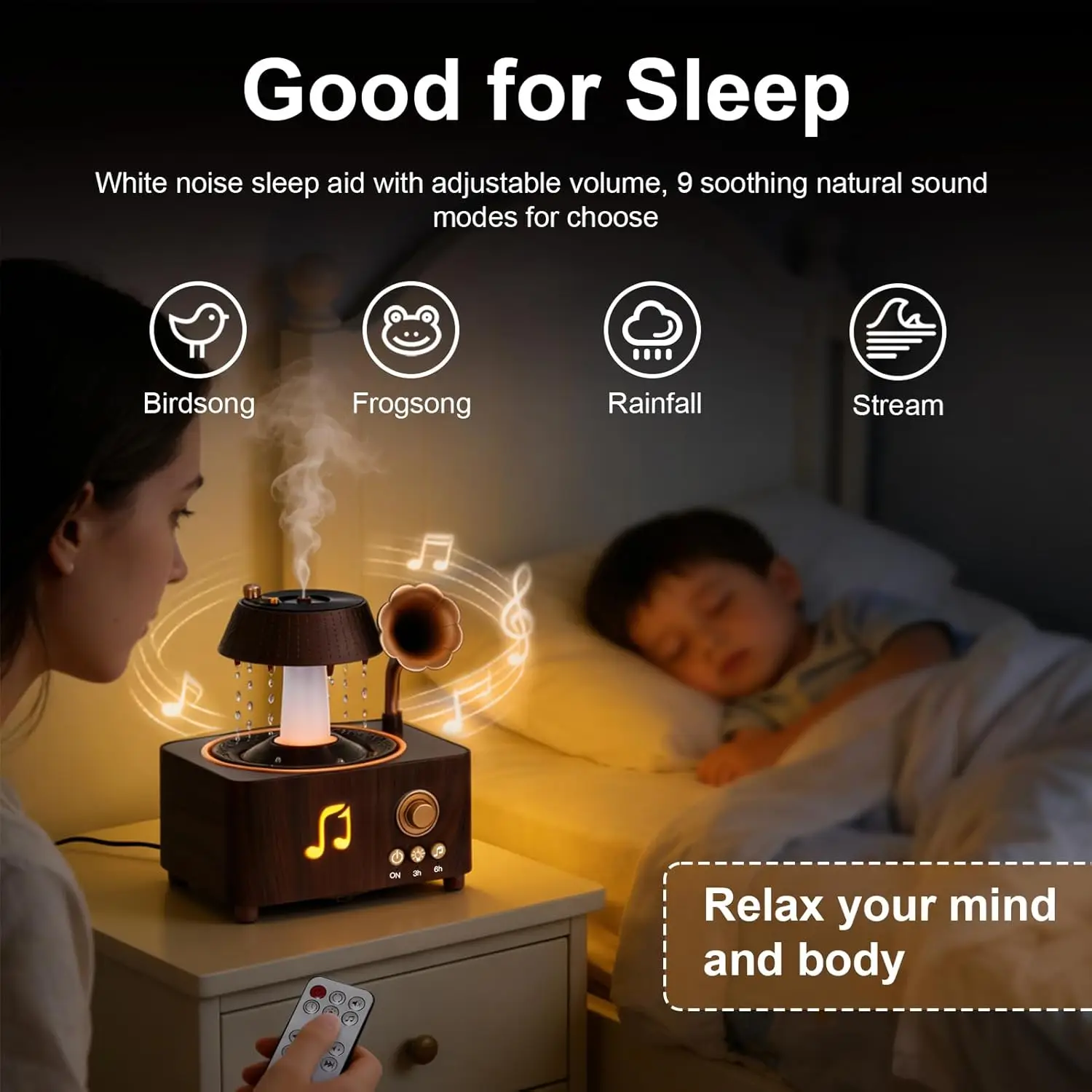 2026 New Upgrade Morbou Raindrop Aroma Diffuser Room Humidifier With White Noise, 7-Color Air Mist Essential Oil Diffuser Sleep