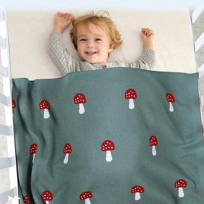 Coperta per bambini multifunzionale in cotone 100x80 cm Coperta con motivo a fungo o tappetino da gioco o coperta per passeggino con opzioni di colore