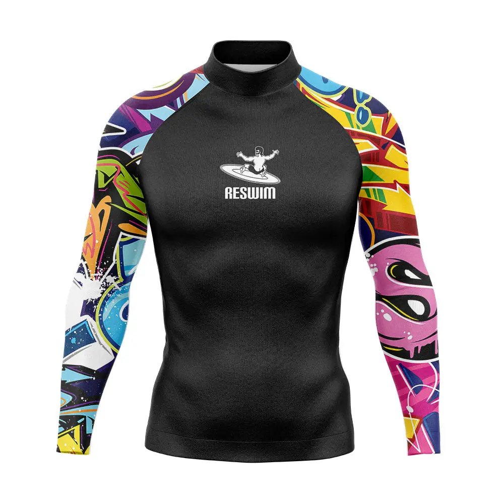 

Новый костюм для серфинга, мужские рашгарды, купальники, футболка с длинными рукавами, защита от ультрафиолета, купальник для дайвинга, плавания, узкие рубашки, спортивная одежда