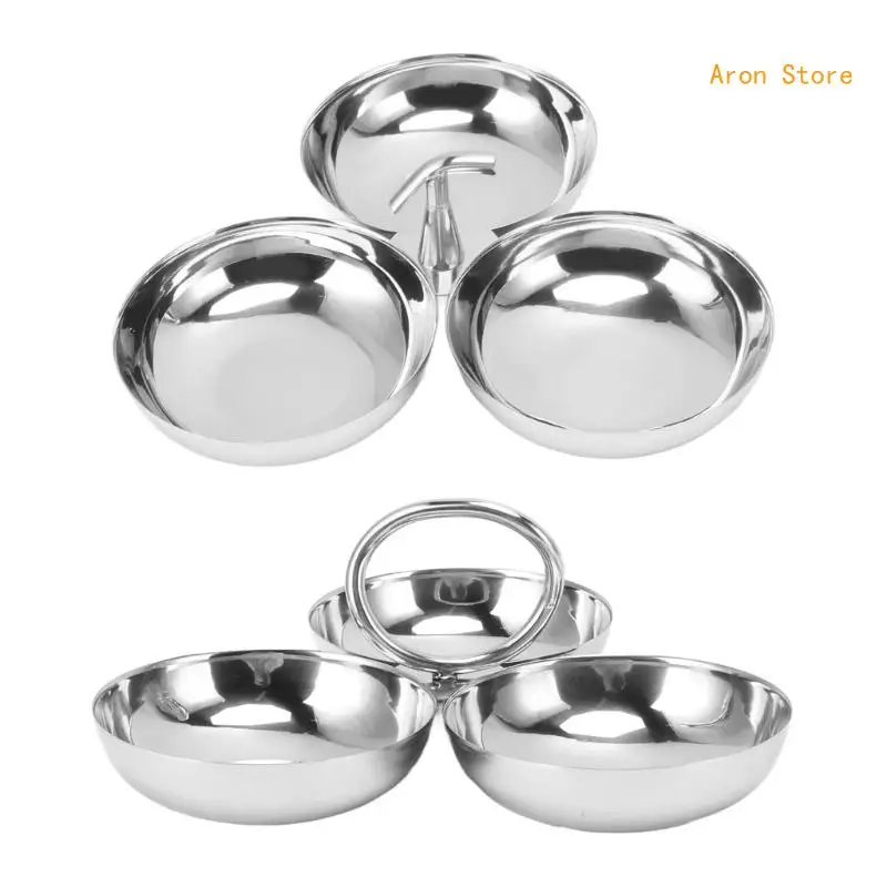 

Snacks Tray with Dividers Practical and Easy to Maintain Fruit Plate Stainless Steel Dessert Container for Office H3CF