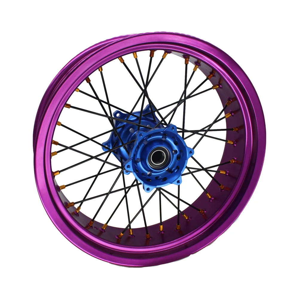WRF/YZ/YZF Supermoto Motorcycle Wheels Rim - Purple Rims & Blue Front/Rear Hub