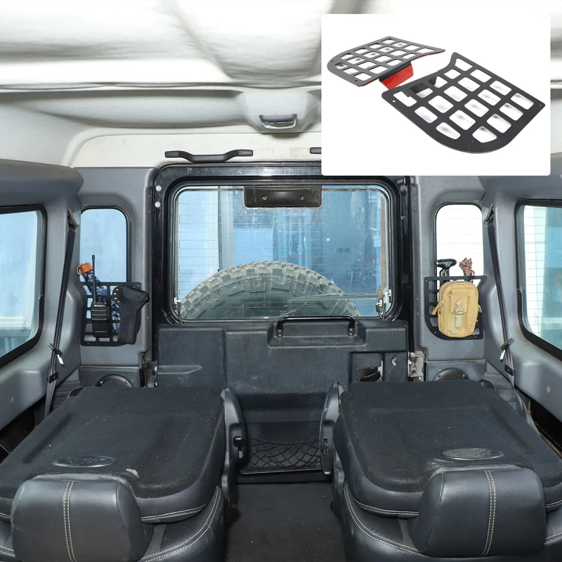 

2piece set Aluminum alloy black For Land Rover Defender 90 110 2004-2018 car trunk side window storage fence Car accessories