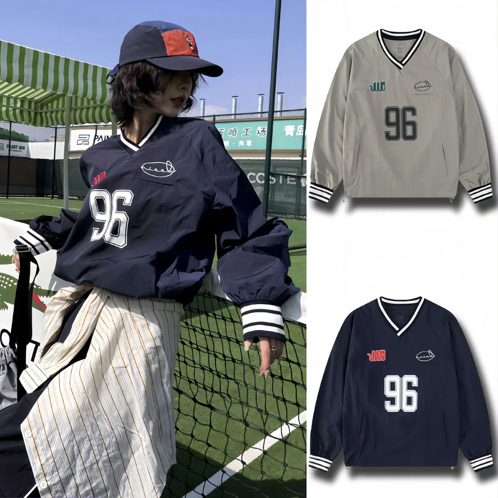 

Korea NIEEH Hoodie Jacket Women's V-Neck American Style Oversized Casual Couple's Top New Arrival