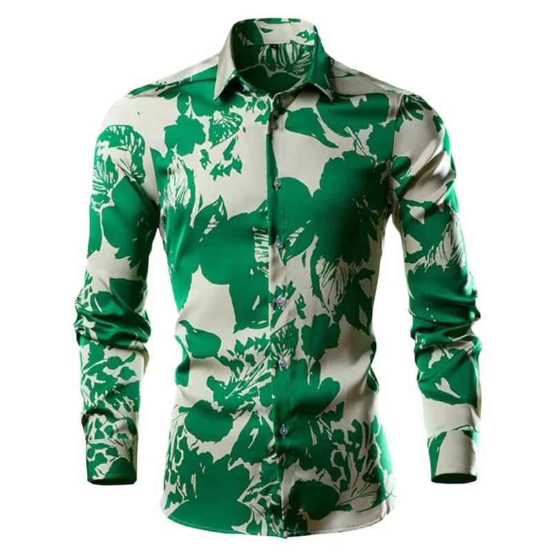 Men Button Up Shirts Camisa Hawaiana Hombre 2025Trend Long Sleeve Floral Printed Chemise De Luxe Mens Cardigan Shirt Streetwear