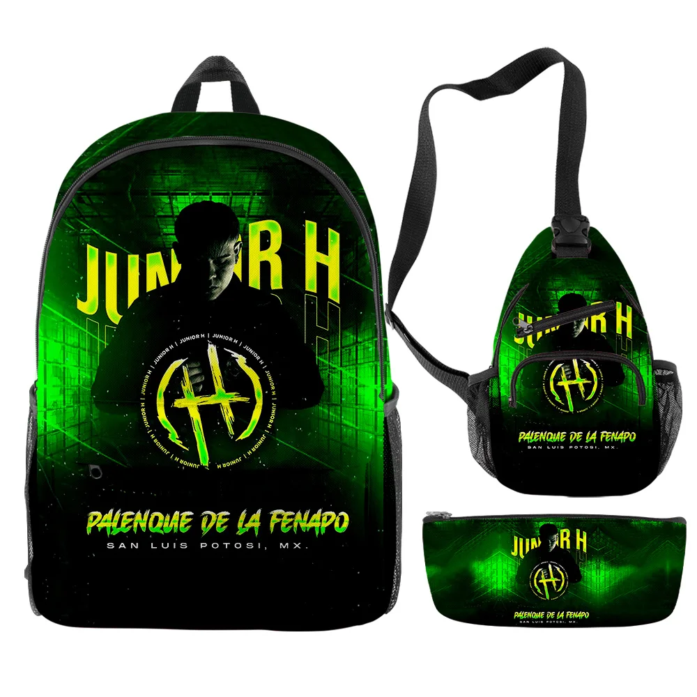 

Junior H Merch Pop Singer, новинка 2023 года, рюкзаки, комплекты из 3 предметов, рюкзак на молнии, унисекс, дорожная сумка, школьная сумка в стиле Харадзюку