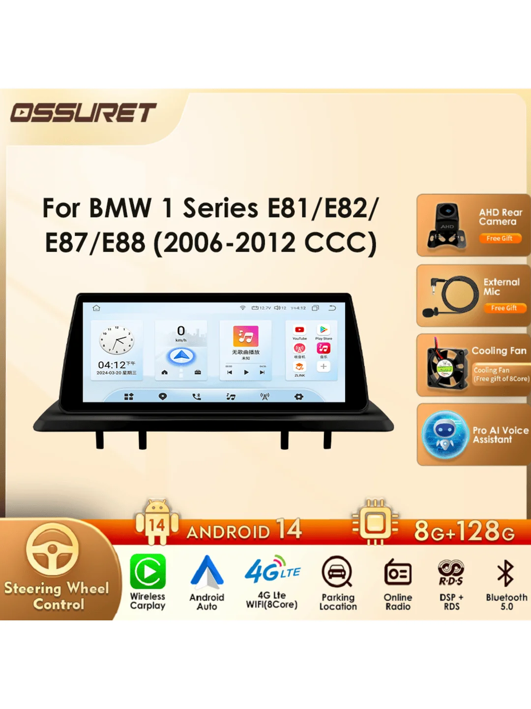 2DIN Drahtlose Carplay Für BMW 1er 2006-2012 E81 E82 E87 E88 CCC Unterstützung Auto Original System IDrive SWC Android Autoradio