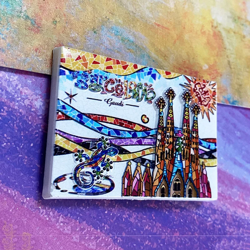 Sagrada Familia Cathedral in Barcelona Tourist souvenirs Mosaic 3D stereo fridge magnets Home decor items Collection crafts