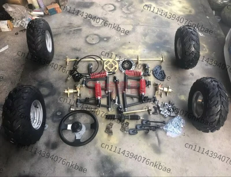 Modified Kart Accessories, Homemade Four-wheeler Front Rear Suspension, Steering Wheel, 1m Rear Axle, 6/7/8 Inch Tires