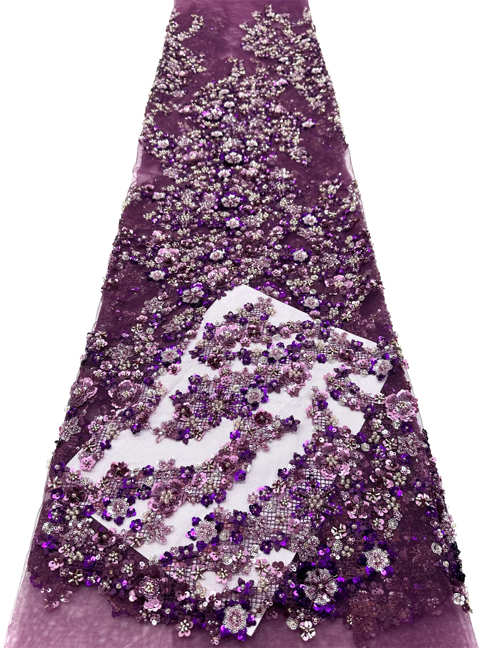 

Luxury Nigerian High-Quality Sequins Lace Fabric African French Tulle Embroidery for Party Dresses Wedding Gowns Evening Gowns