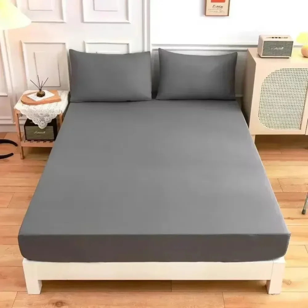 Solid Color Bed Sheet Single Anti Slip Fixed Bed Cover Fully Wrapped Mattress Dust-proof Protection Bed Cover Sombrero De Cama