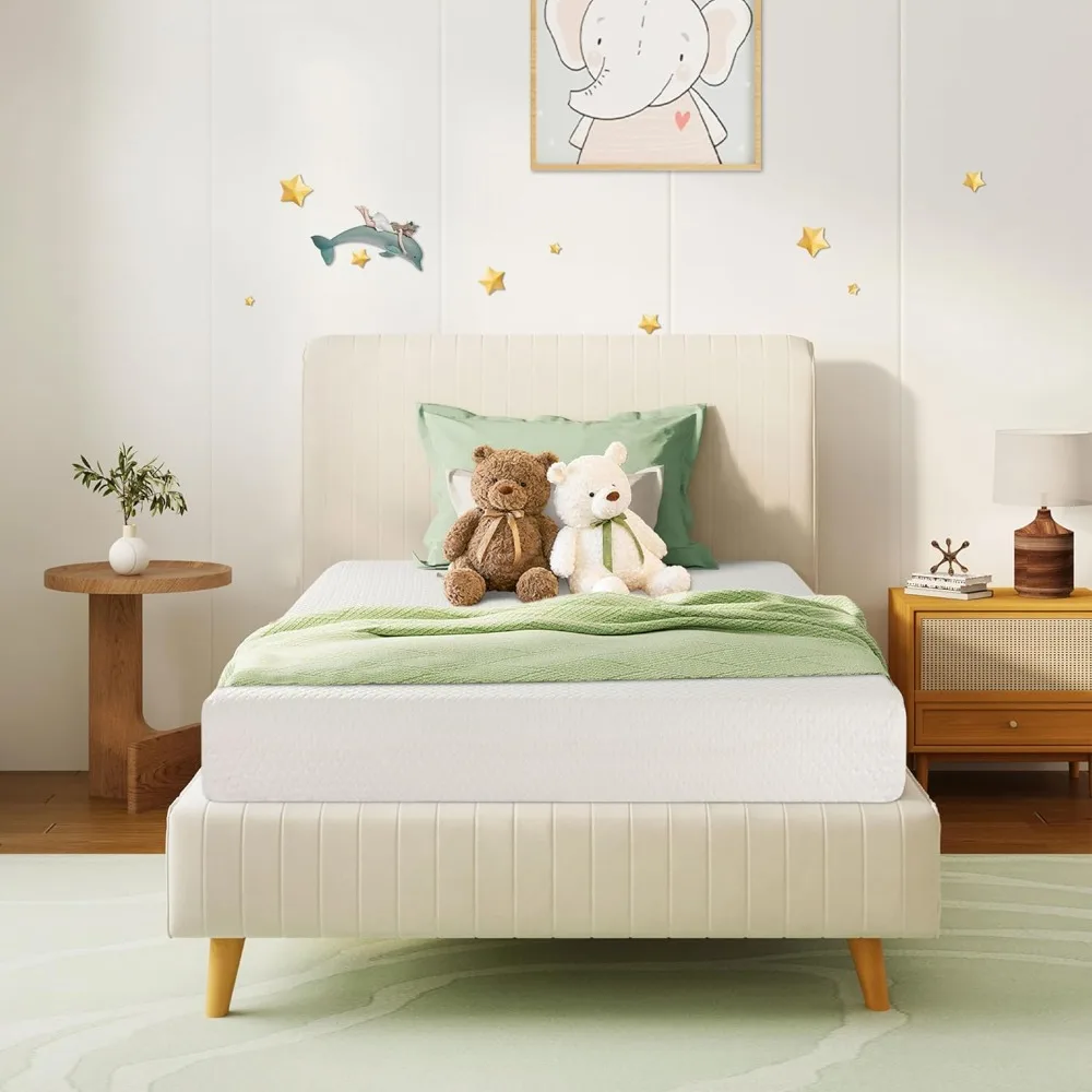 

Twin Mattress 8 Inch Green Tea Memory Foam Mattress for Cool Sleep & Pressure Relief, Fiberglass Free, Bed in a Box, Removable W