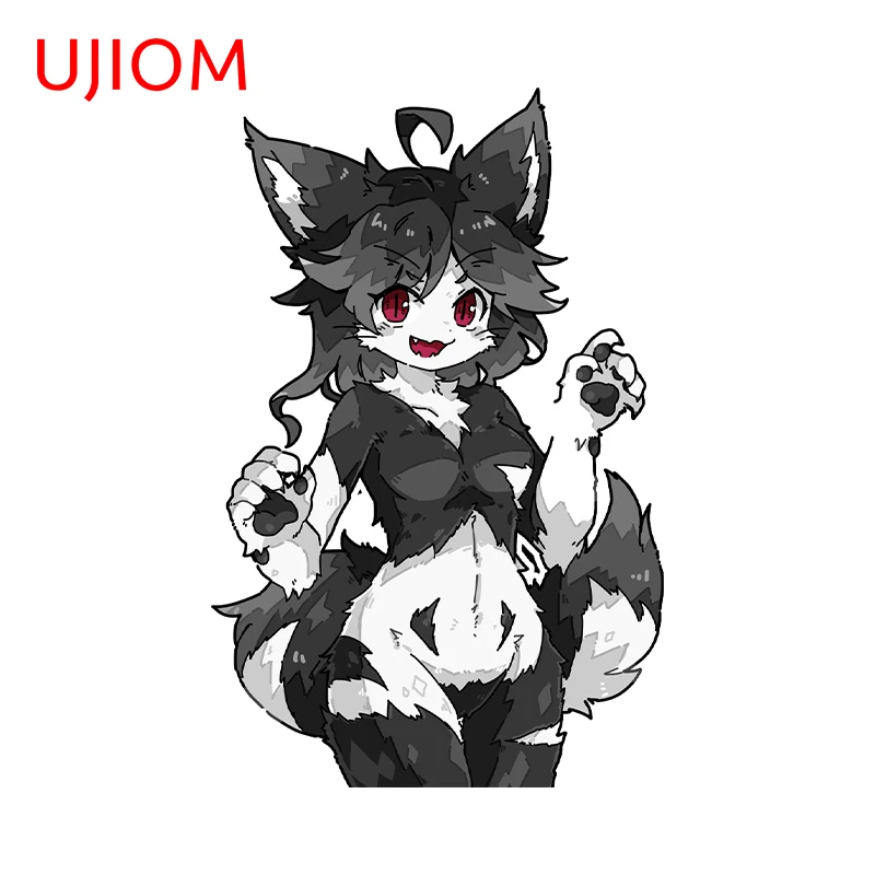 UJIOM 13cm X 8.4cm Lovely Kitten Furry Girl Wall Sticker Nice Bathroom Living Room Posters Decal Funny Home Decoration Murals