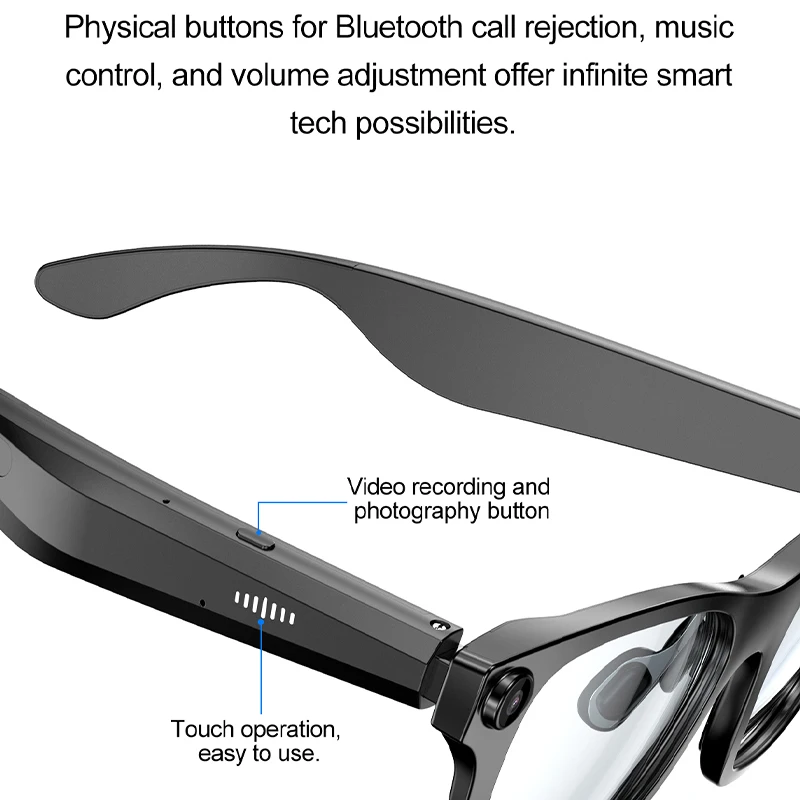 

AI Smart Glasses Translator Men Women Video Camera Wireless Bluetooth 1080P Music Audio Intelligent Sunglasses Outdoor Shades