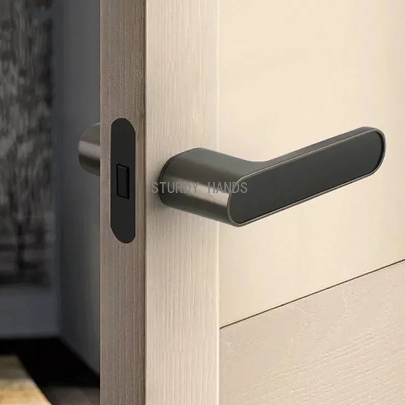 

Magnetic Silent Bedroom Door Locks Indoor Zinc Alloy Security Lock Double Sided Handle Single Tongue Lock Household Hardware