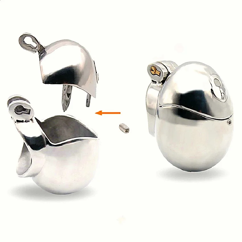 Male Metal Restraint Chastity Cage Features Stainless Steel Construction With Thorn Ring Scrotum Stretcher For BDSM Play