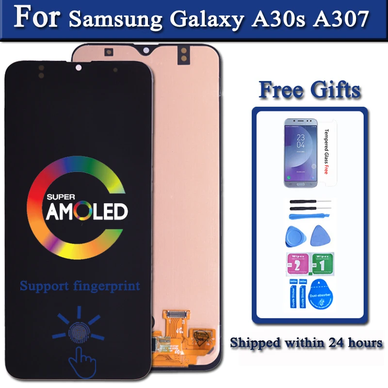 Super AMOLED For Samsung Galaxy A30s A307 A307F A307FN A307G A307YN LCD Display Touch Screen Digitizer Assembly With Frame