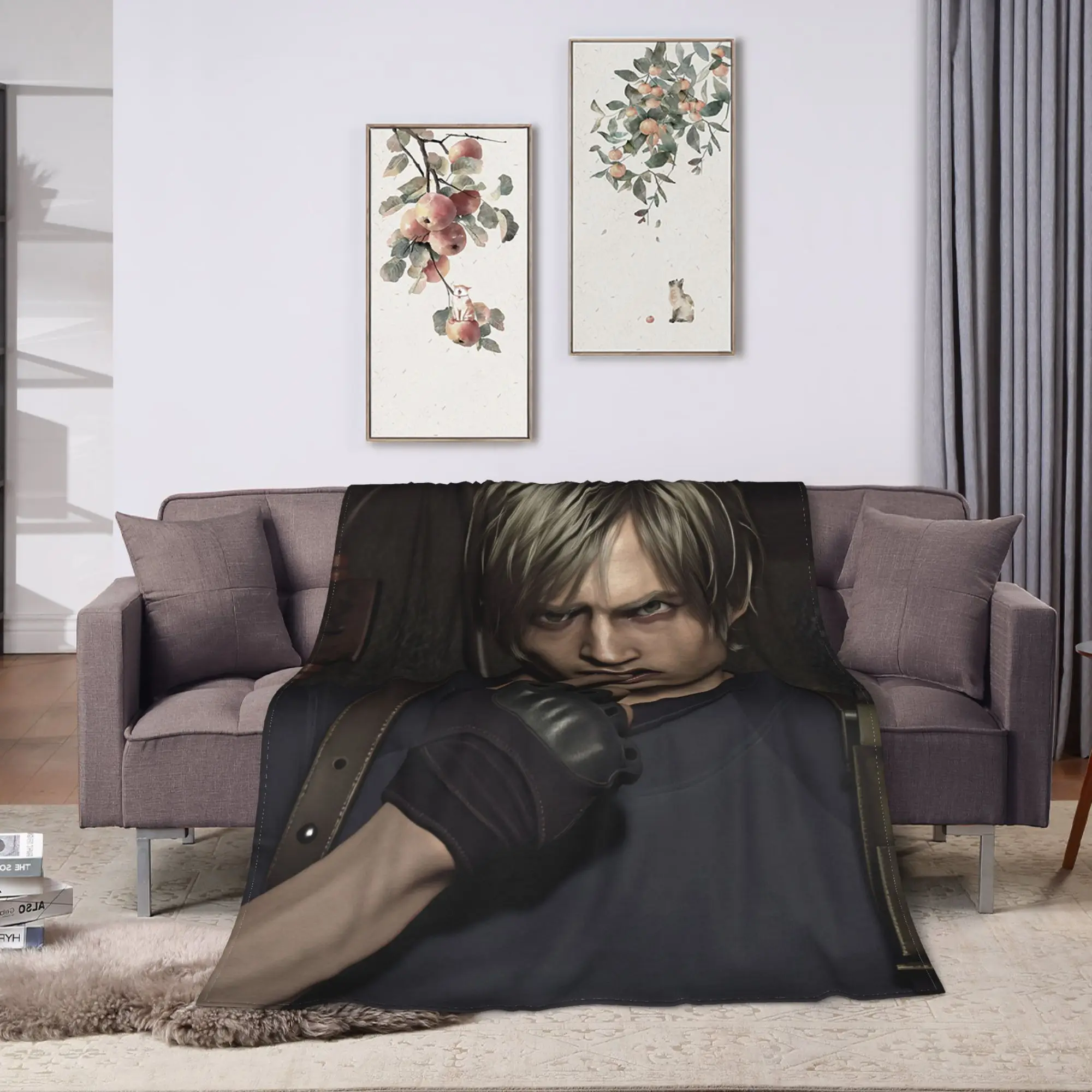 Leon Kennedy Throw Blanket Super Soft Novelty Blanket  For Sofa Home Travel Flannel Bedspread Bed Cover