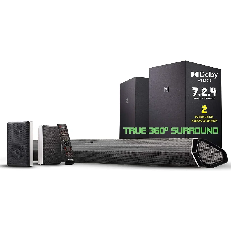 

Soundbar with Dual Subwoofers, Rear Speakers - 360° Cinema Sound