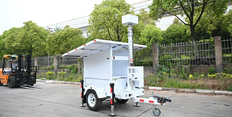 No maintenance 960w solar panels mobile solar surveillance trailer