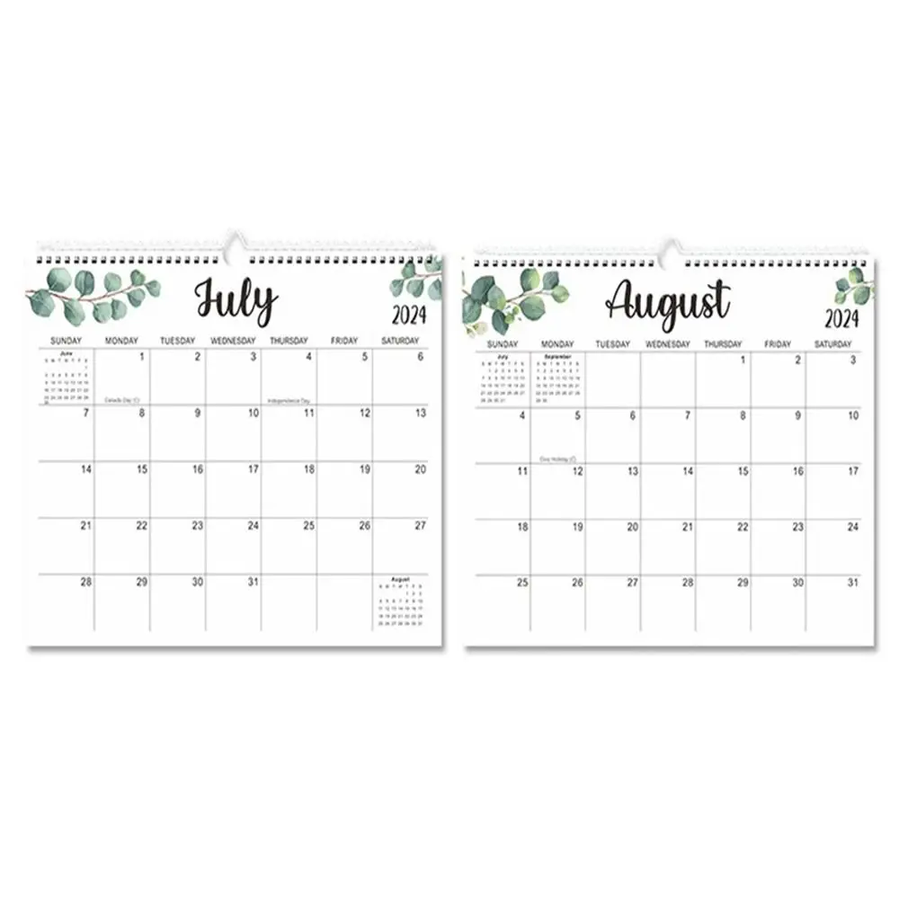 18 Months Leaf Pattern Calendar INS Coil Calendar Wall Calendar Weekly Schedule Office Stationery English Calendar Student Gift