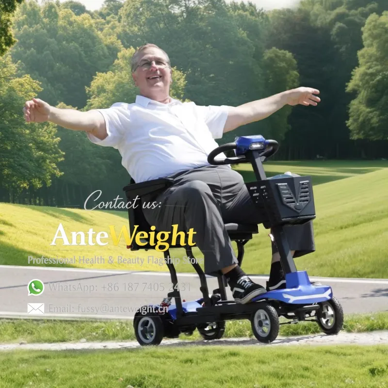 

Super Light Weight Airplane-Friendly Foldable Mobility Scooter 4 Wheel Small Compact Folding Lightweight Electric Scooter