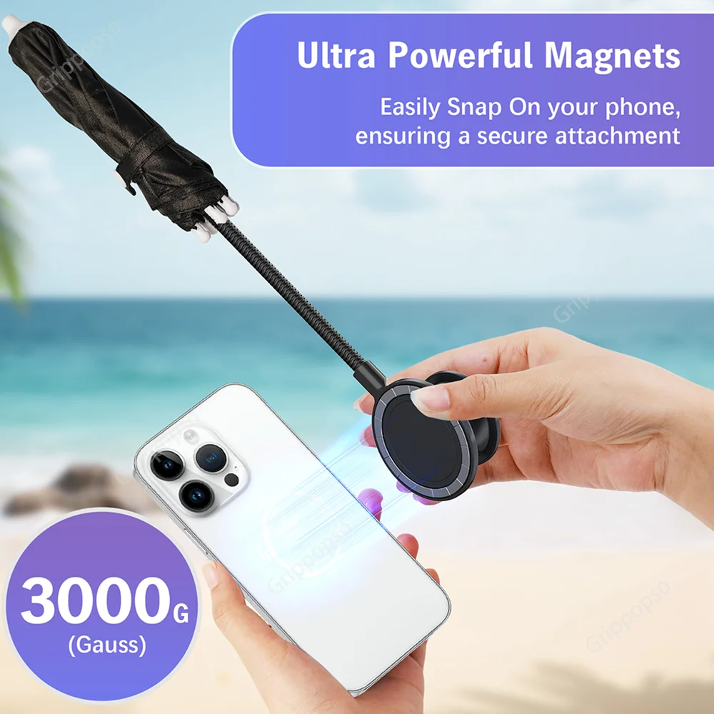 Grippopso Magnetic Phone Umbrella Griptok Holder Socket for iphone 17/16/15/14/13 Pro Max Anti-glare Sun Shade Shield Cover Hold